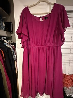 torrid Magenta Flutter-Sleeve Midi Dress
